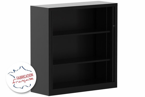 ARMOIRES A RIDEAUX - Largeur 120 cm - Armoire à rideaux 2P H120XL120XP43 2 Tablettes , coffre noir/rideaux noir