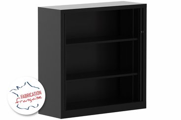 ARMOIRES A RIDEAUX - Largeur 120 cm - Armoire à rideaux 2P H120XL120XP43 2 Tablettes , coffre noir/rideaux noir