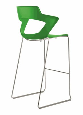 FAUTEUILS/POUFS - Piétement Luge - SWEETY Chaise haute pied luge. assise H74cm. coque polypropylène coloris vert. piétement chrome