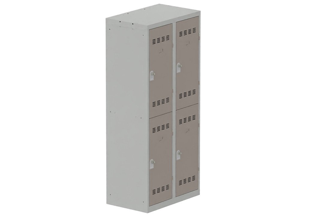 Vestiaire multicases 2 colonnes L,40cm 2 cases (fermeture cadenas) H,180xL,80xP,50cm coffre gris clair/portes basalte