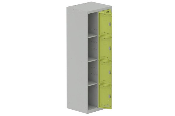 [Pas de famille] - [Pas de sous famille] - Vestiaire multicases 2 colonnes L,30cm 4 cases (fermeture cadenas) H,180xL,60xP,50cm coffre gris clair/portes anis