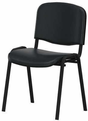VISITEURS ET FONCTIONNELS - 4 Pieds - Joker + - Chaise piétement 4 pieds laqué noir (Noir).Assise et dossier tissu Vinyle V1 Noir (VNA)