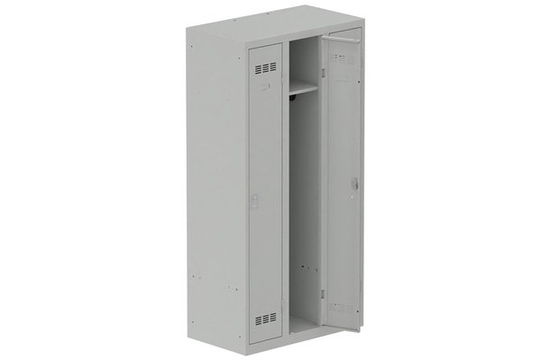 [Pas de famille] - [Pas de sous famille] - Vestiaire industrie propre 3 portes (serrure 2 clés) H180xL90xP50cm coffre gris clair/ porte(s) gris clair