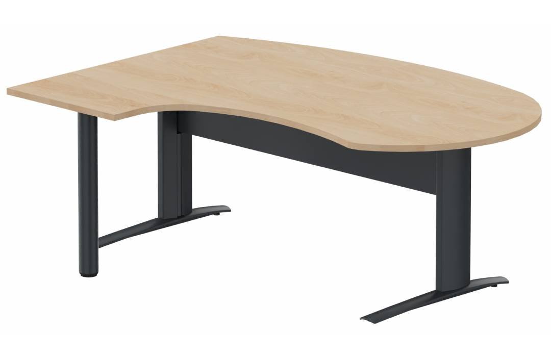 K1 VDF métal compact 90° manager 190x141x104x60cm sur pied de soutien, plateau hêtre, structure anthracite