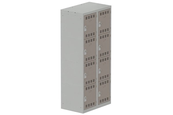 [Pas de famille] - [Pas de sous famille] - Vestiaire multicases 2 colonnes L,40cm 4 cases (fermeture cadenas) H,180xL,80xP,50cm coffre gris clair/portes basalte