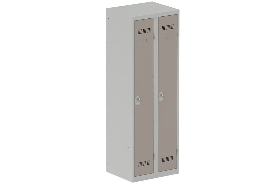 Vestiaire industrie propre 2 portes (fermeture cadenas) H180xL60xP50cm coffre gris clair/ porte(s) basalte
