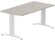 Module composable pied i, L.160xP.80cm, départ, plateau acacia, structure blanc, plateau acacia, structure blanc