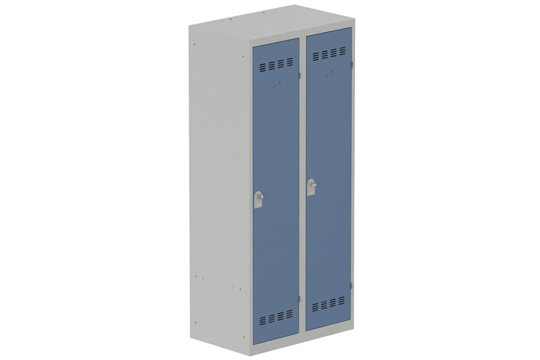 Vestiaire industrie salissante 2 portes (fermeture cadenas) H180xL80xP50cm coffre gris clair/ porte(s) bleu