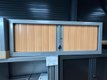 Armoire à rideaux hauteur 44 cm largeur 120 cm coffre couleur aluminium rideaux hêtre
