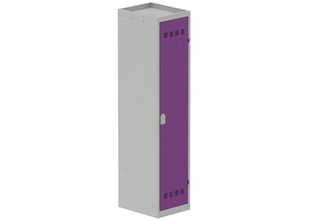 Vestiaire industrie salissante 1 porte (serrure 2 clés) H180xL40xP50cm coffre gris clair/ porte(s) prune