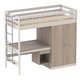 Lit mezzanine VERCORS II bois armoire à gauche et bureau mélaminé sommier à lattes rigides - 90x200 cm
