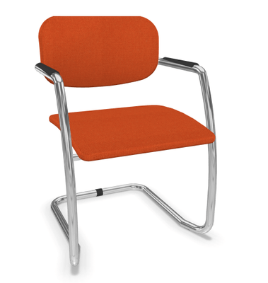 VISITEURS ET FONCTIONNELS - Luge - DIVA fauteuil dos tissu. piétement luge chromé. assise et dossier tissu STEP coloris orange