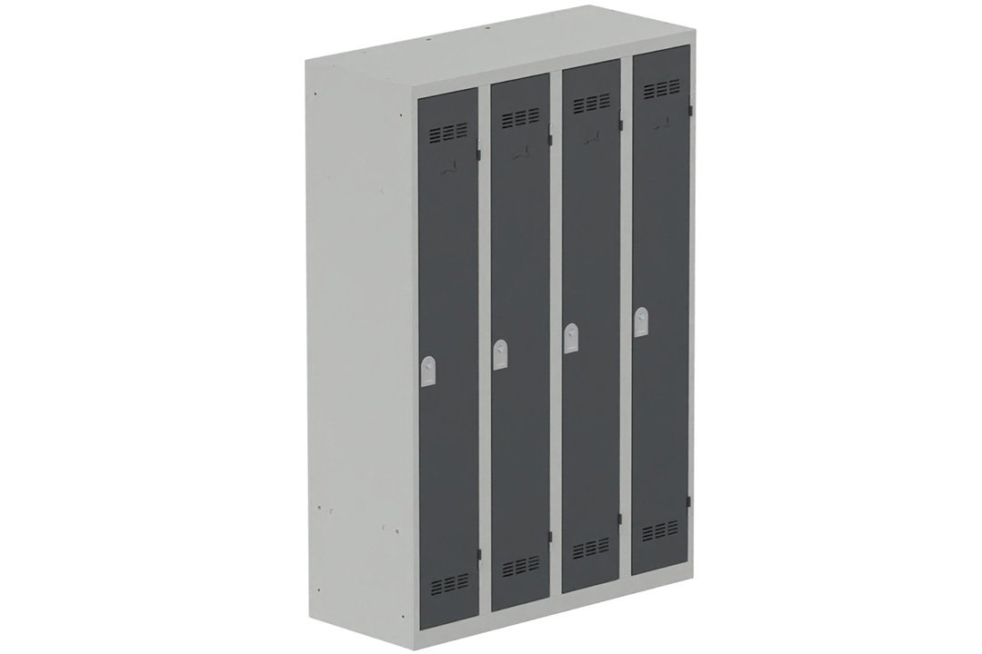 Vestiaire industrie propre 4 portes (serrure 2 clés) Coffre gris clair/ porte(s) anthracite