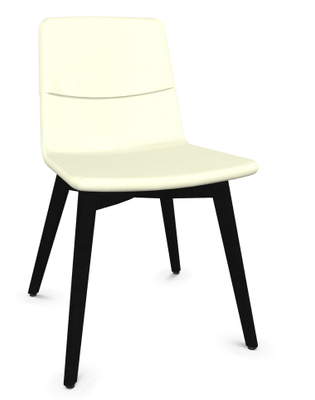 VISITEURS ET FONCTIONNELS - 4 Pieds - MELODY chaise 4 pieds bois. face intérieure vinyle RNN coloris ivoire face extérieure vinyle RNN coloris ivoire piétement noir