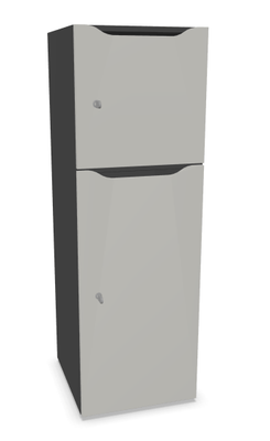 CASIERS - 2 cases - Meuble à cases H.137xL.45xP.50cm - 2 cases : 1 x H86cm (en bas) + 1 x H43cm. portes avec découpe en partie haute. serrure à clé