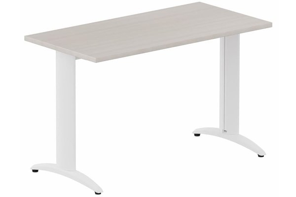TABLES COMPOSABLES - Module départ - Module composable pied i, L.120xP.60cm, départ, plateau acacia, structure blanc, plateau acacia, structure blanc