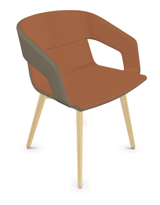 VISITEURS ET FONCTIONNELS - 4 Pieds - Fauteuil 4 pieds bois Frêne naturel - Revêtement VINYLE (intérieur et extérieur à préciser)