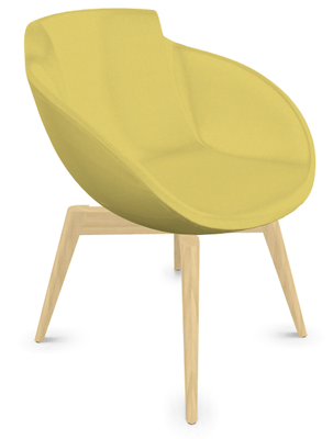 FAUTEUILS/POUFS - 4 pieds bois - Coco - Fauteuil 4 pieds bois naturel (W1). Tissu Int Ere Jaune (C03) - Tissu Ext Ere Jaune (C03) 