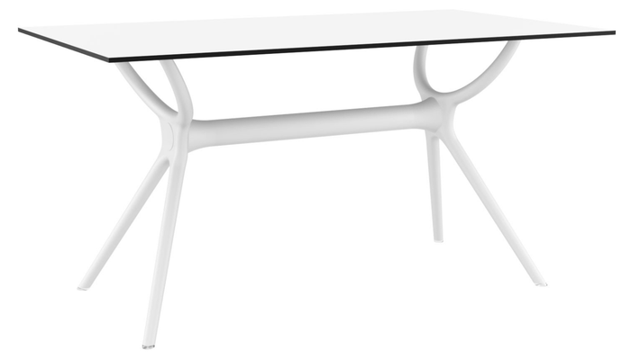 POLYPROPYLENE - TABLES  - IBIZA-Table plateau stratifiè compact ép.12mm, piètement en polypropylène renforcè en fibre de verre ,140x80cm-Finition:plateau Blanc/piètement Blanc(BLBL)