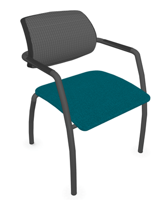 VISITEURS ET FONCTIONNELS - 4 Pieds - DIVA fauteuil dos tissu. 4 pieds laqués noir