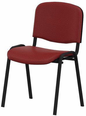 VISITEURS ET FONCTIONNELS - 4 Pieds - Joker + - Chaise piétement 4 pieds laqué noir (Noir).Assise et dossier tissu Vinyle V1 Rouge (VNE)
