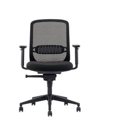 OPERATIVE - Dossier résille - SOLO fauteuil opérative synchrone, dossier résille coloris noir avec renfort lombaire réglable en hauteur, tissu BONDAI coloris noir, accotoirs réglables en hauteur, structure nylon noir