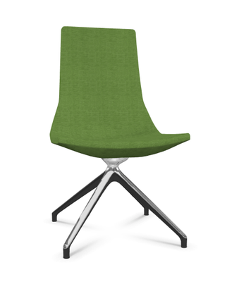 DIRECTION - Visiteurs - KI chaise de conférence haut dossier. piétement 4 branches en aluminium poli. revêtement tissu BERTA coloris vert