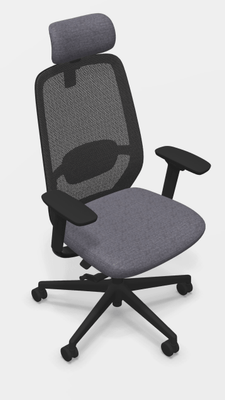 [Pas de famille] - [Pas de sous famille] - Fauteuil de Travail ERGOVIE avec tétiere réglable,Haut dossier avec support lombaire luxe réglable en hauteur, assise réglable en profondeur, mécanisque synchrone,assise régable en profondeur avec accotoirs 4D resille Noir et tissu Gris