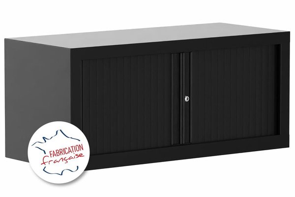 ARMOIRES A RIDEAUX - Largeur 100 / Hauteur 44 cm - Armoire rehausse H44xL100cm coffre noir/rideaux noir - sur délai