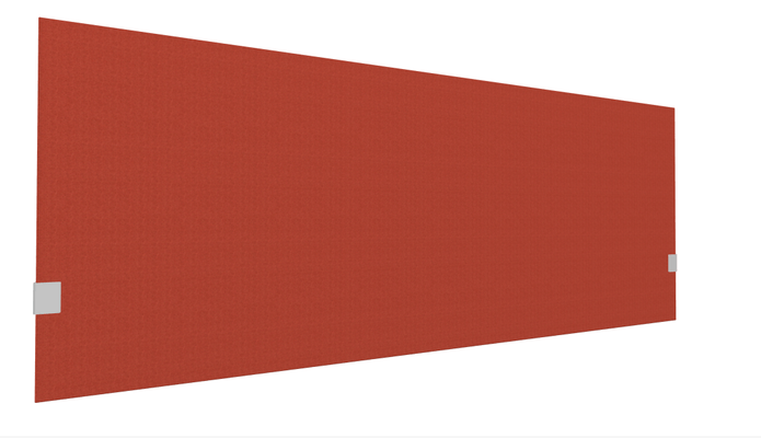 PANNEAUX ECRANS POUR BUREAU DROIT SOLO - Pour bureaux largeur 180 cm - SECRET Panneau-écran acoustique H74cm pour poste solo L.180cm. 2 faces tissu SYNERGY coloris rouge. pinces de fixation réglables en hauteur coloris aluminium