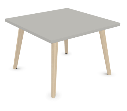 TABLES BASSES - Pieds bois - MELODY table basse carrée 70x70cm, hauteur 48cm, Plateau gris clair, piètement bois