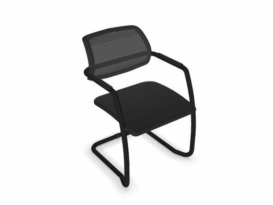 VISITEURS ET FONCTIONNELS - Luge - DIVA fauteuil dos résille. piétement luge laqué noir ASSISE NOIR
