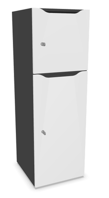 CASIERS - 2 cases - Meuble à cases H.137xL.45xP.50cm - 2 cases : 1 x H86cm (en bas) + 1 x H43cm. portes avec découpe en partie haute. serrure à clé