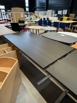 DESTOCKAGE - Bureau - Bureau 200 x 100 cm plateau wengé épaisseur 38 mm piétement blanc