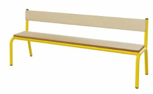 SCOLAIRE - Decouvrir - Banc MOLY avec dossier hêtre massif vernis incolore pièt. époxy - L200 cm - T2