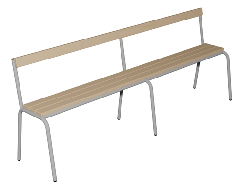 SCOLAIRE - Decouvrir - Banc MOLY avec dossier hêtre massif vernis incolore pièt. époxy - L160 cm - T3