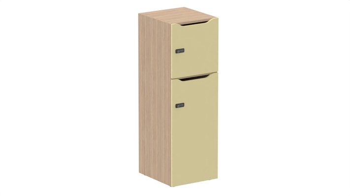 CASIERS - 2 cases - Meuble à cases H.137xL.45xP.50cm - 2 cases : 1 x H86cm (en bas) + 1 x H43cm. portes avec découpe en partie haute. serrure à code