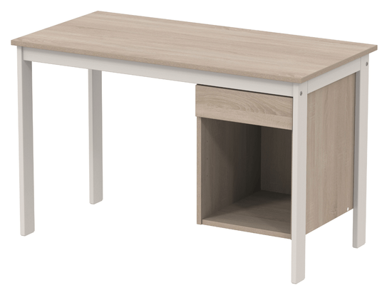 SCOLAIRE - Se Reposer - Bureau VERCORS II caisson 1 tiroir 1 niche à droite plat. méla. chant ABS pièt. bois - 120x60 cm - T6