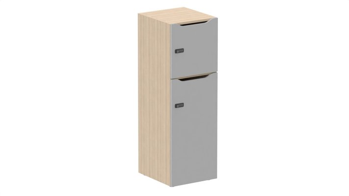 CASIERS - 2 cases - Meuble à cases H.137xL.45xP.50cm - 2 cases : 1 x H86cm (en bas) + 1 x H43cm. portes avec découpe en partie haute. serrure à code
