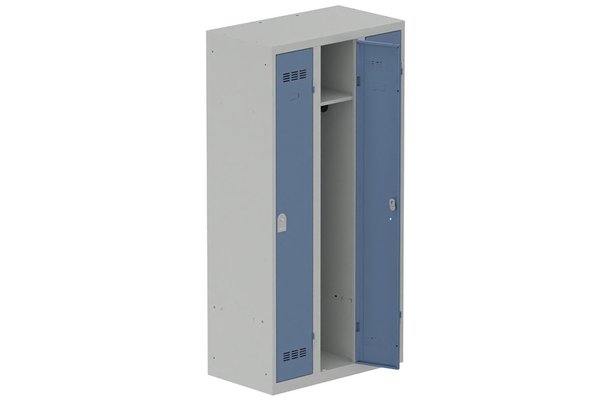 [Pas de famille] - [Pas de sous famille] - Vestiaire industrie propre 3 portes (serrure 2 clés) H180xL90xP50cm coffre gris clair/ porte(s) bleu