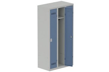 [Pas de famille] - [Pas de sous famille] - Vestiaire industrie propre 3 portes (serrure 2 clés) H180xL90xP50cm coffre gris clair/ porte(s) bleu