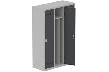 VESTIAIRES MONOBLOC CONFORT - Industrie salissante ( 2 compartiments ) - Vestiaire industrie salissante 3 portes (serrure 2 clés) H180xL120xP50cm coffre gris clair/ porte(s) anthracite