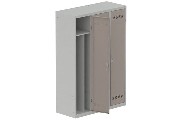 [Pas de famille] - [Pas de sous famille] - Vestiaire industrie salissante 3 portes (fermeture cadenas) H180xL120xP50cm coffre gris clair/ porte(s) basalte