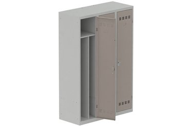 [Pas de famille] - [Pas de sous famille] - Vestiaire industrie salissante 3 portes (fermeture cadenas) H180xL120xP50cm coffre gris clair/ porte(s) basalte