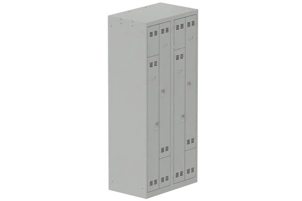 [Pas de famille] - [Pas de sous famille] - Vestiaire gain de place 2 colonnes (fermeture cadenas) H,180xL,80xP,50cm coffre gris clair/portes gris clair