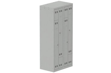 [Pas de famille] - [Pas de sous famille] - Vestiaire gain de place 2 colonnes (fermeture cadenas) H,180xL,80xP,50cm coffre gris clair/portes gris clair