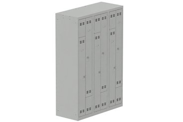 [Pas de famille] - [Pas de sous famille] - Vestiaire gain de place 3 colonnes (fermeture cadenas) H,180xL,120xP,50cm coffre gris clair/portes gris clair