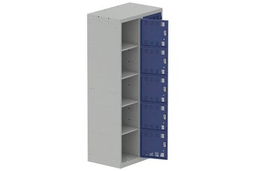 VESTIAIRES MULTICASES - 2 Colonnes - Vestiaire multicases, 2 colonnes L.80cm/10 cases, coffre gris clair/portes bleu foncé