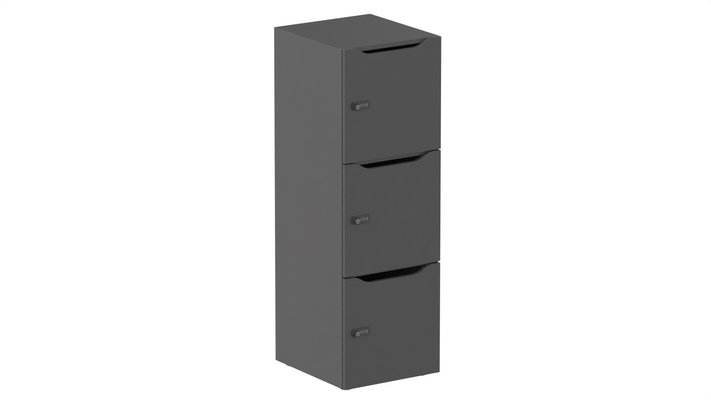 CASIERS - 3 cases - Meuble à cases H.137xL.45xP.50cm - 3 cases H43cm. portes avec découpe en partie haute. serrure à code