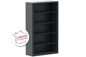 ARMOIRES A RIDEAUX - Largeur 120 cm - Armoire à rideaux grande profondeur H198xL120xP60cm 4 tablettes coffre anthracite/rideaux anthracite